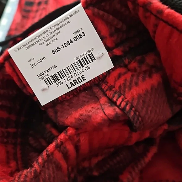 St Johns Bay Size Large Red Tartan Pyjama Pants Sleepwear - Picture 2 of 4